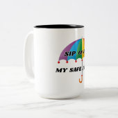 RAINBOW PRIDE MY SAFE PLACE LGBTQ 15オンス ツートーンマグカップ (正面左)