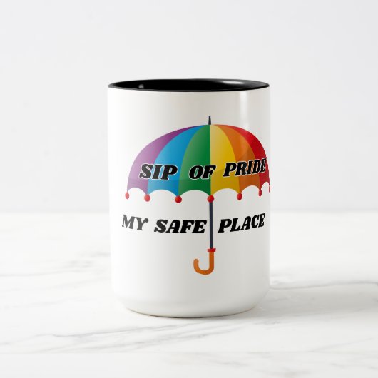 RAINBOW PRIDE MY SAFE PLACE LGBTQ 15オンス ツートーンマグカップ (中央)