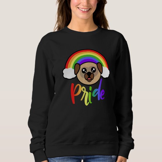 Rainbow Pride Pug Cute LGBTQ Rainbow Pug   スウェットシャツ (正面)