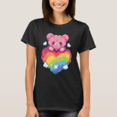 Rainbow Pride Teddy Bear LGBTQ+ Gay Lesbian Queer Tシャツ (正面)