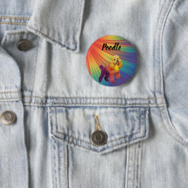 Rainbow Psychedelic Colorful Pet Poodle Button 缶バッジ