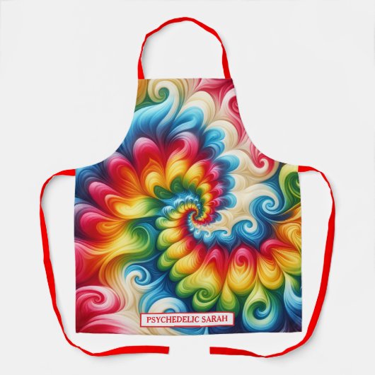 Rainbow Psychedelic Tie-Dye Apron エプロン (正面)
