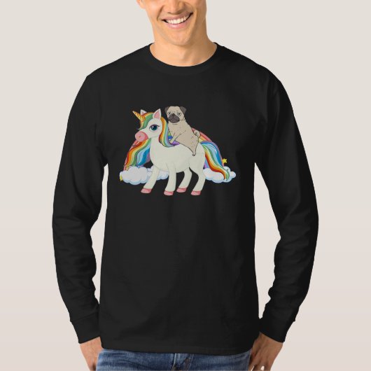 Rainbow Pug Unicorn Pug Themed Pugicorn Tシャツ (正面)