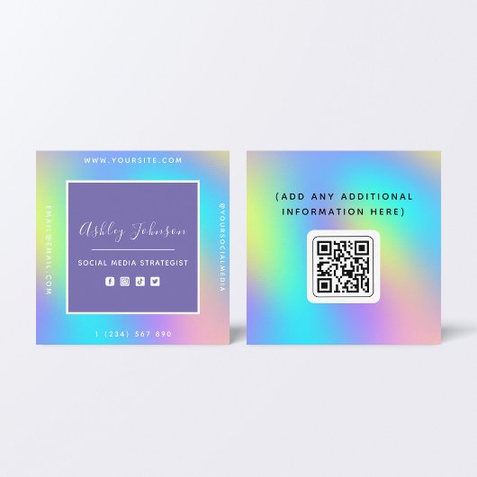 Rainbow QR Social Media Strategist Card スクエア名刺