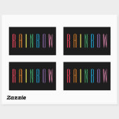 RAINBOW Rectangleスタンプ/黒 長方形シール (シート)