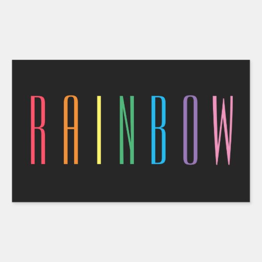 RAINBOW Rectangleスタンプ/黒 長方形シール (正面)