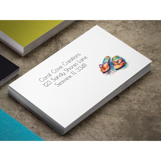 Rainbow Reef Flip Flops, custom 名刺