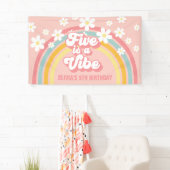 Rainbow Retro Five is a Vibe グルーヴィーな5歳の誕生日 横断幕 (インサイチュ)
