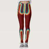 Rainbow Retro Stripe Vintage Style レギンス (正面)