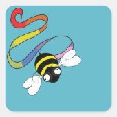 Rainbow Ribbon Bee Sticker スクエアシール (正面)