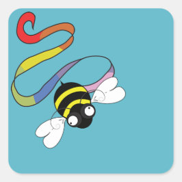 Rainbow Ribbon Bee Sticker スクエアシール