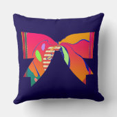 Rainbow Ribbon Bow Dk Blue Decorative Fun クッション (裏面)