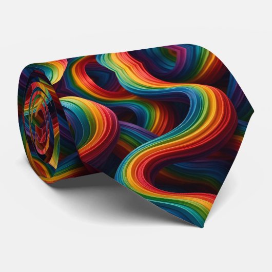 Rainbow Ribbons Abstract Neck Tie ネクタイ (ロール)