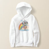 Rainbow Robot Cartoon Character T-Shirt Design (レイダウン)