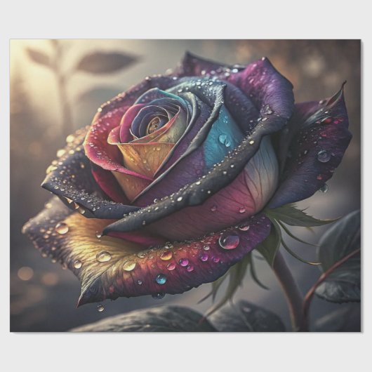 Rainbow Rose Wrapping Paper — Elegant Multicolor ラッピングペーパー (フラット)