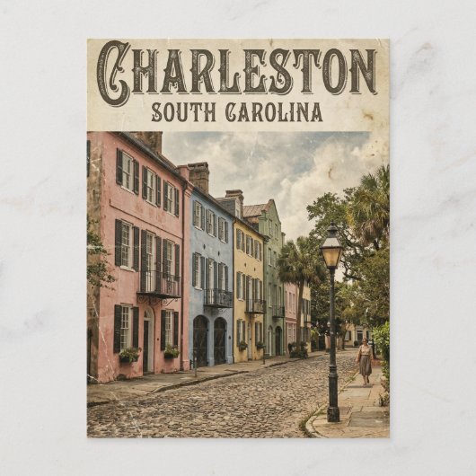 Rainbow Row USA ポストカード (正面)