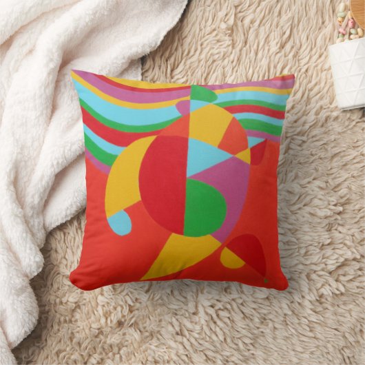 Rainbow Rush Abstract Throw Pillow クッション (ブランケット)