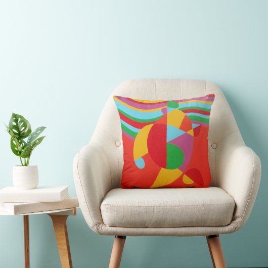 Rainbow Rush Abstract Throw Pillow クッション (椅子)