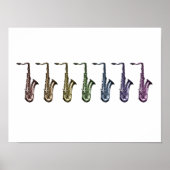 Rainbow Saxophone Lineup Music Lover Art  ポスター (正面)