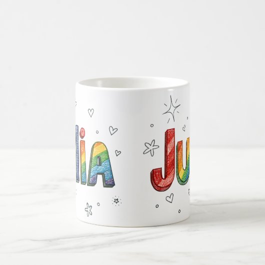 Rainbow Scribbles Julia 1 コーヒーマグカップ (中央)
