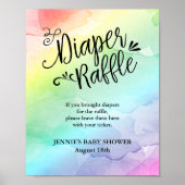 Rainbow Script Diaper Raffle Shower Display ポスター (正面)