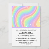 Rainbow Second Birthday Modern Girl 招待状 (正面)