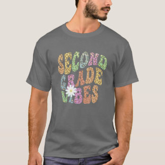 Rainbow SECOND GRADE VIBES Retro 2Nd Gr Leopard Pr Tシャツ