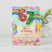 Rainbow Sequin Glitter 67 St Patrick Birthday 招待状 (スタンド正面)
