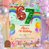 Rainbow Sequin Glitter 67 St Patrick Birthday 招待状