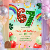 Rainbow Sequin Glitter 67 St Patrick Birthday 招待状