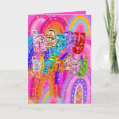 Rainbow Sequin Happy Birthday Card- Bright Glitter カード (正面)
