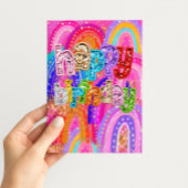 Rainbow Sequin Happy Birthday Card- Bright Glitter カード