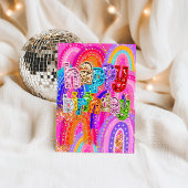 Rainbow Sequin Happy Birthday Card- Bright Glitter カード
