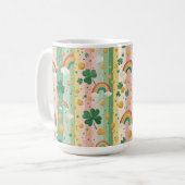 Rainbow Shamrocks Irish Pastel Lucky Pink Green  コーヒーマグカップ (正面左)