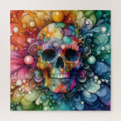 Rainbow Skull Alcohol Ink ジグソーパズル (縦)