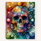Rainbow Skull Alcohol Ink Deluxe ノートブック (正面)