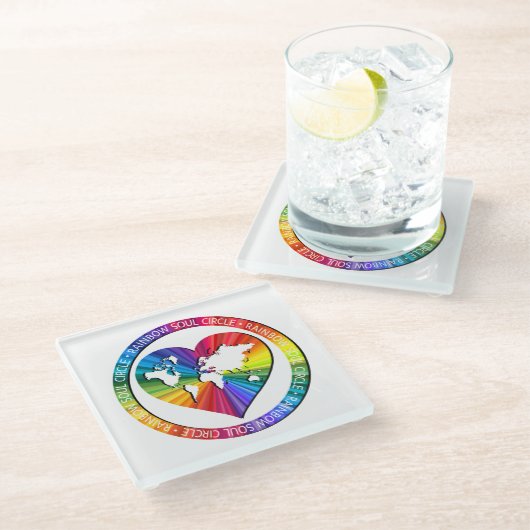Rainbow Soul Circle ガラスコースター (アングル)