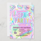 Rainbow Spa Party Glow Makeup Pamper Birthday 招待状 (正面)