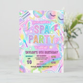Rainbow Spa Party Glow Makeup Pamper Birthday 招待状 (スタンド正面)