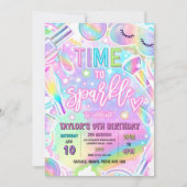 Rainbow Spa Party Glow Makeup Pamper Birthday 招待状 (正面)
