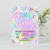 Rainbow Spa Party Glow Makeup Pamper Birthday 招待状 (スタンド正面)