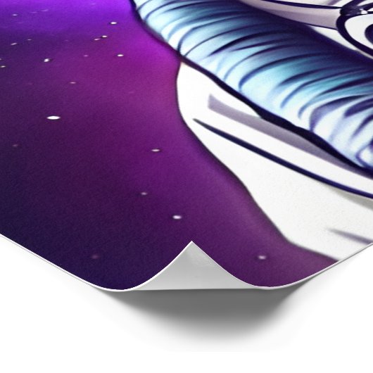 Rainbow Space Cat Astronaut Art Print Poster ポスター (角)