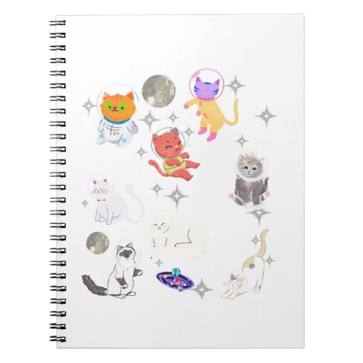 Rainbow Space Cats Galaxy Dreams Cute Kawaii ノートブック (正面)