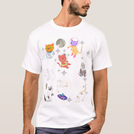 Rainbow Space Cats Galaxy Dreams Cute Kawaii  Tシャツ