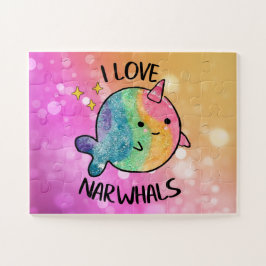Rainbow Sparkle I Love Narwhals ジグソーパズル