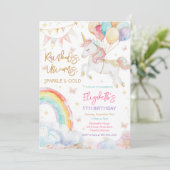 Rainbow Sparkle Unicorn Birthday Invitation 招待状 (スタンド正面)