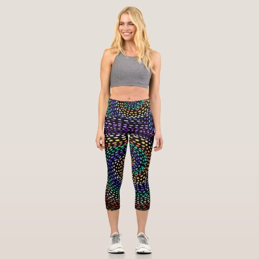 Rainbow Spiral Leggings for Women | Colorful Abstr カプリレギンス (正面)