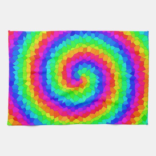 Rainbow Spiral Mosaic Tile キッチンタオル (横)