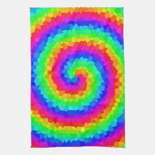 Rainbow Spiral Mosaic Tile キッチンタオル (縦)