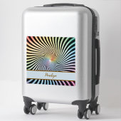 Rainbow Spiral Optical Illusion Art Custom Name シール (スーツケース)